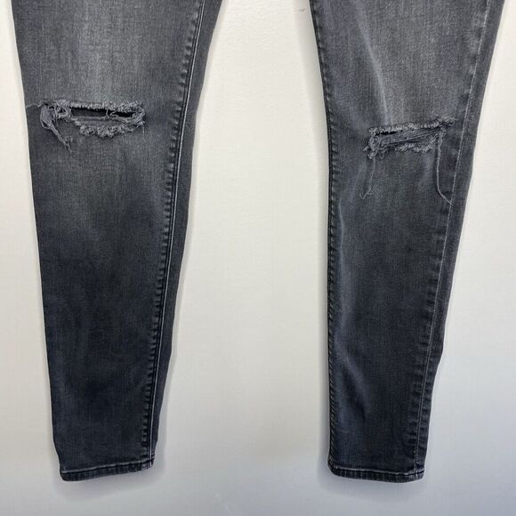 HUDSON Blair Super Skinny Jeans Women 27 Black Rip Knee Stretch - Picture 5 of 13